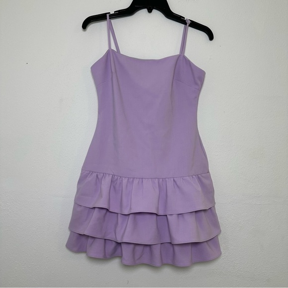 Likely Amica Tiered In Orchid Bloom Lavender Ruffle Detail on the Hem Mini Dress - Picture 2 of 12